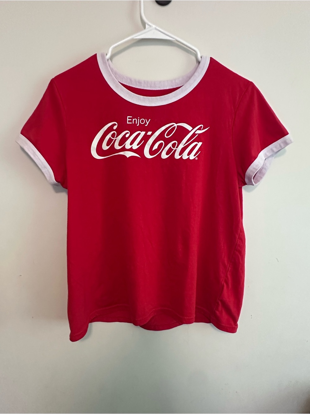 Coca Cola Red Short Sleeve Ringer Tee with White Logo